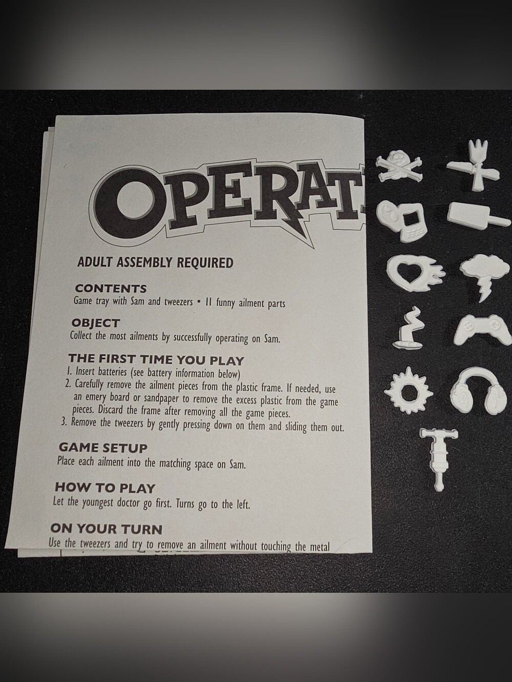 2012 Complete Set 11 Operation Game Pieces & Instructions Replacement